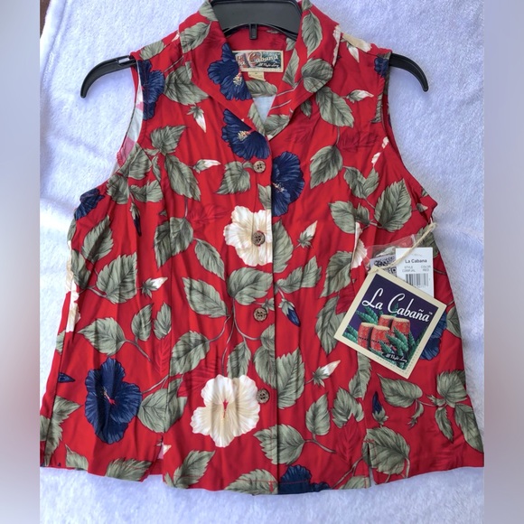 La Cabana sleeveless floral button up, new with tags, size m - Picture 2 of 5